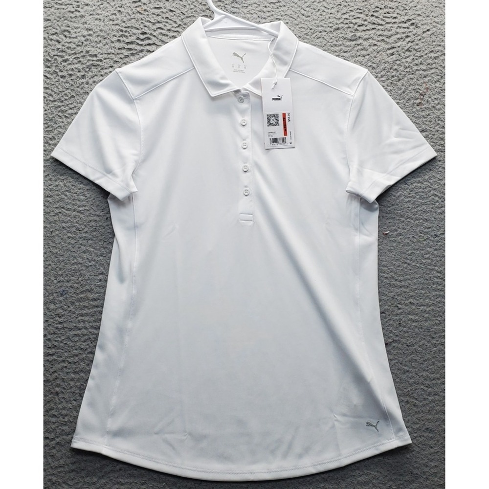 PUMA Pure 2.0 Polo Shirt Womens XS White Golf Performance Short Sleeve 629944-01